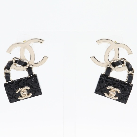 CHANEL Black Logo Earrings - Picture 1 of 6